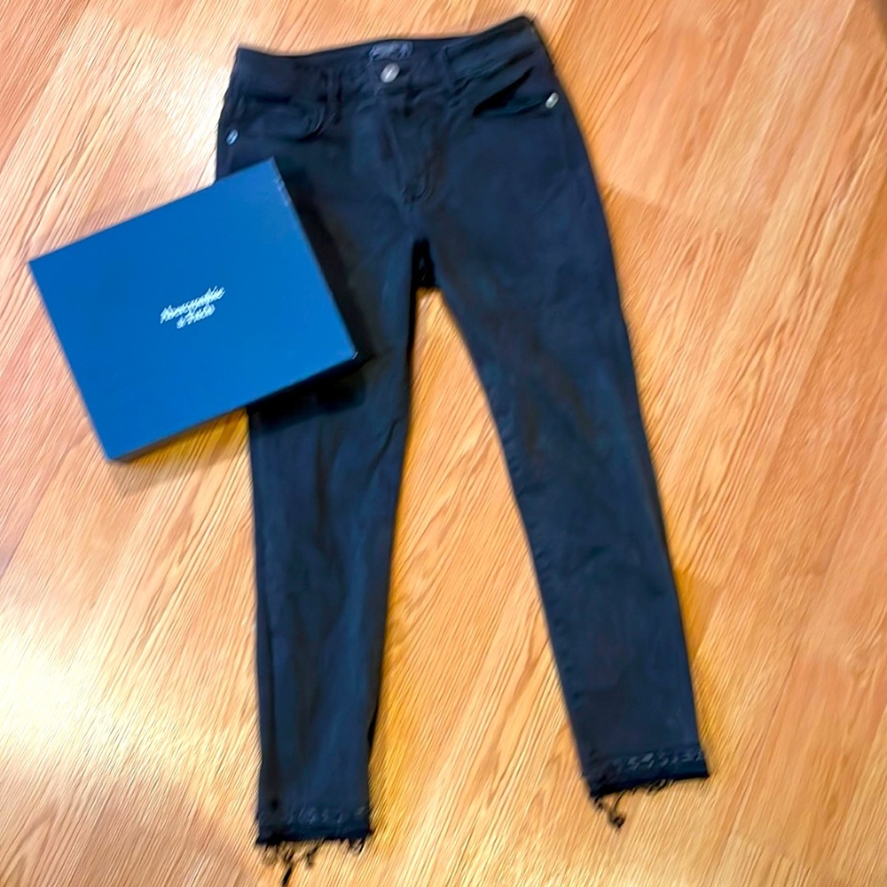 Abercrombie, black wash, jeans, frayed hams